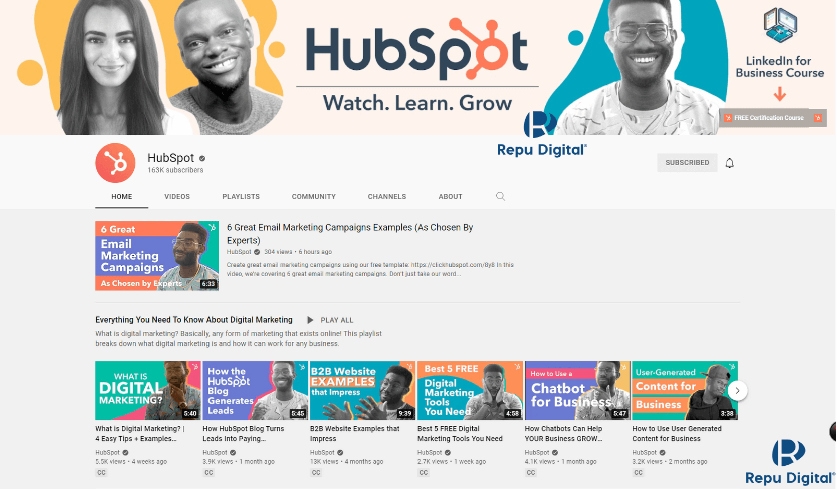 HubSpot - kênh YouTube học Digital Marketing miễn phí