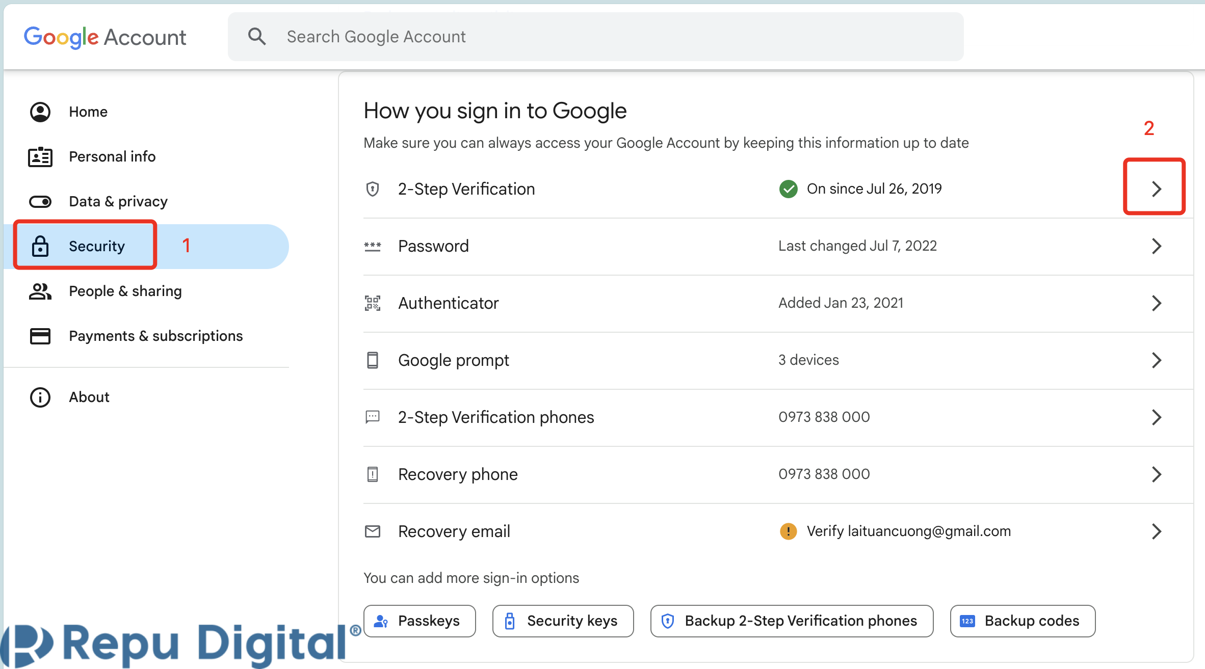 Hướng dẫn cách Tạo mật khẩu ứng dụng Gmail và Google Workspace - Bước 2