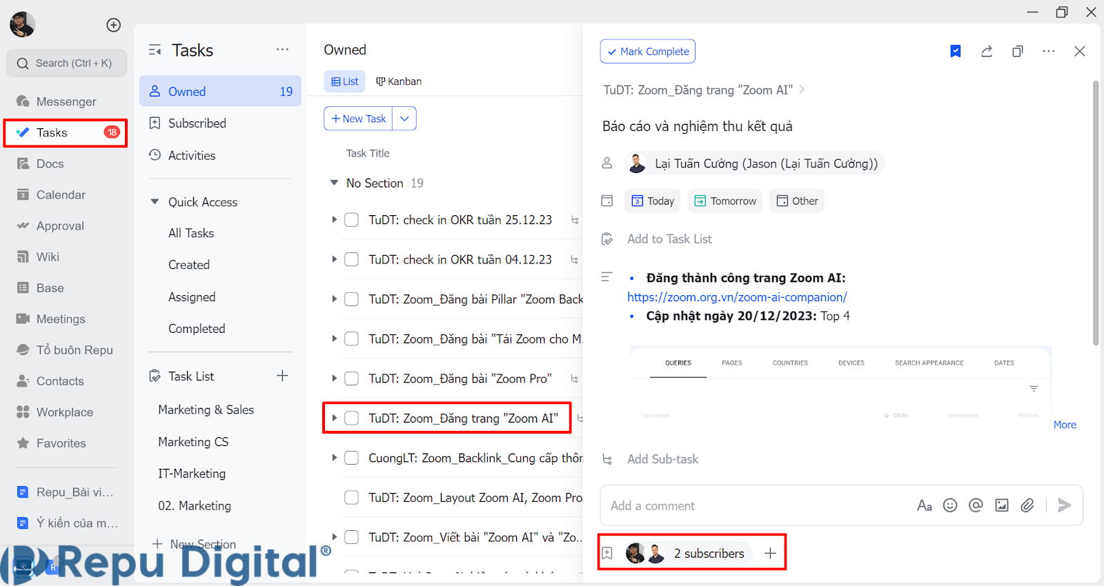 Tác vụ: Lark Task (giao việc)