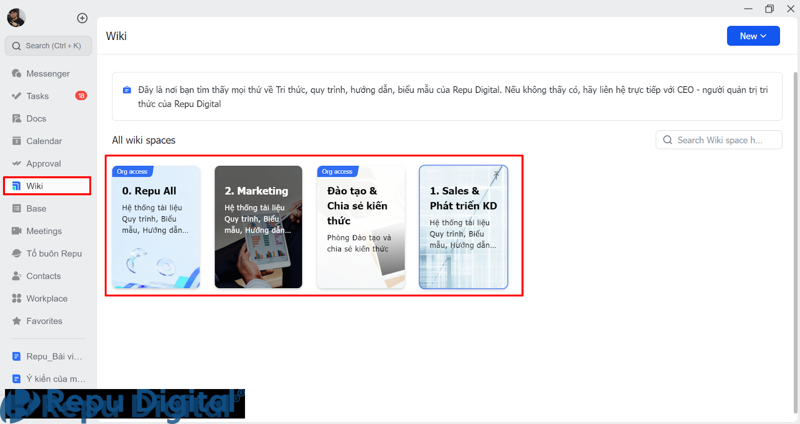 Lark Wiki (Hệ thống văn bản quy trình)